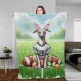 thumbnail image 3 of Happy Easter Hello Spring Whippet Playing Football Cozy Fleece Blanket Dog Lover Warm Soft Throw Blanket - 13003, 3 of 5