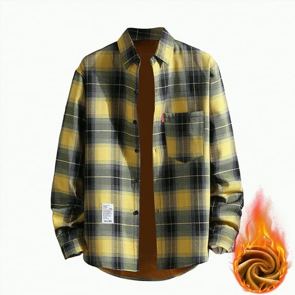 Towmus Plus Size Classic Flannel Shirt Long Sleeves Casual Button Down Collared Fall Tops M-3XL