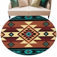 thumbnail image 2 of Turquoise Red Round Area Rug 6 FT, Non Slip Bedroom Area Rug, Southwest American Native Abstract Pattern Washable Soft Circular Carpet Floor Mat for Kitchen Dining Room Home Office Kids Room, 2 of 9