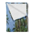 thumbnail image 2 of Palm Tree Soft Flannel Fleece Throw Blanket, Ocean Scene from Jungle Tropical Picture of Paradise in Nature Theme, Cozy Plush for Indoor and Outdoor Use, 60" x 80", Blue Green, by Ambesonne, 2 of 5