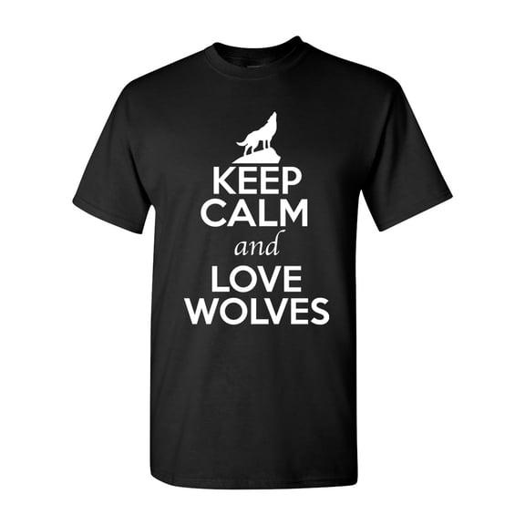 Keep Calm And Love Wolves Wolf Animal Lover Adult T-Shirt Tee