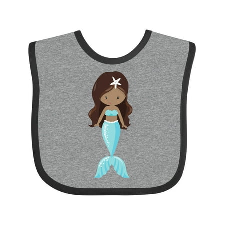 

Inktastic African American Mermaid Cute Mermaid Blue Tail Gift Baby Girl Bib