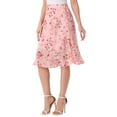 thumbnail image 4 of INSPIRE CHIC Women's Floral High Waist Flowy A-Line Split Ruffle Knee Length Skirts XL Light Pink, 4 of 6