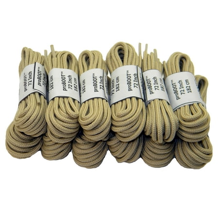 

60 Inch 152 cm (12 Pair Value Pack) Tan Beige proBOOT(tm) Rugged Wear Round Boot Shoelaces buy the case!