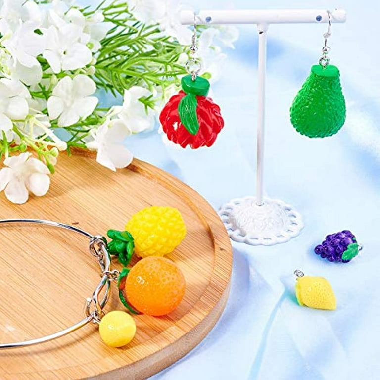 2Pcs Resin 3D Mixed Shapes Fruit Charms for Jewellery Making Keychain  Decoration 