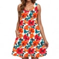 thumbnail image 4 of Women's Dresses Summer Women Casual Loose Summer Printed Dress Sleeveless V-neck Top/shirt Set F Multicolor XL, 4 of 6