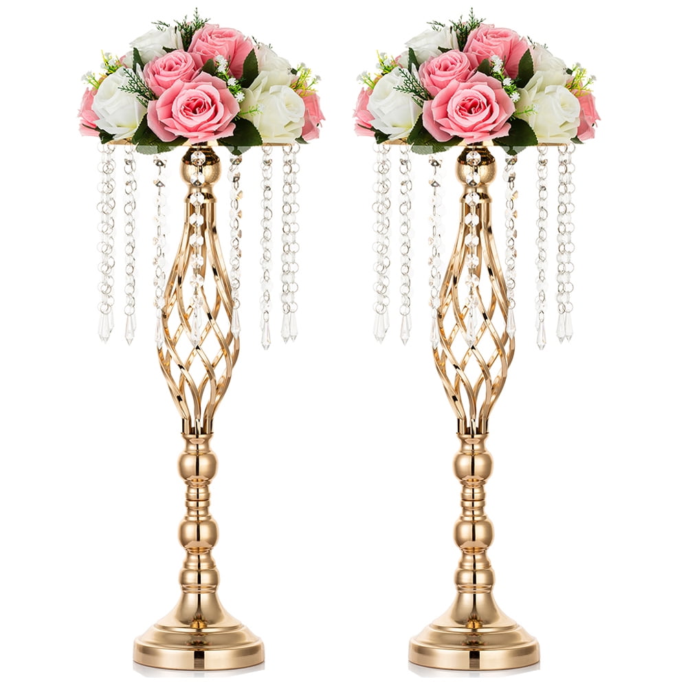 Nuptio Crystal Gold Wedding Centerpiece Vases, 2-Piece photo 8