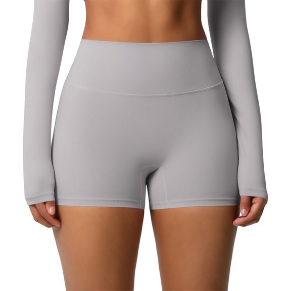 Yifymode Women's Workout Biker Shorts High Waisted Tummy Control Spandex Booty Shorts for Volleyball Gym Yoga Dance,Light Gray M