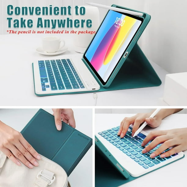 Ipad 10e génération 2022 Clavier Étui avec Touchpad Cute Round Key Color  Keyboard Ipad 10 10.9 pouces détachable Clavier tactile Slim Smart Cover  avec