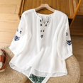 thumbnail image 2 of RMGVDSD T Shirts for Women Vintage Embroidered Women's T Shirt Casual Round Neck Short Sleeve Breathable Blouse Spring Summer Stylish Tee Shirts, 2 of 7