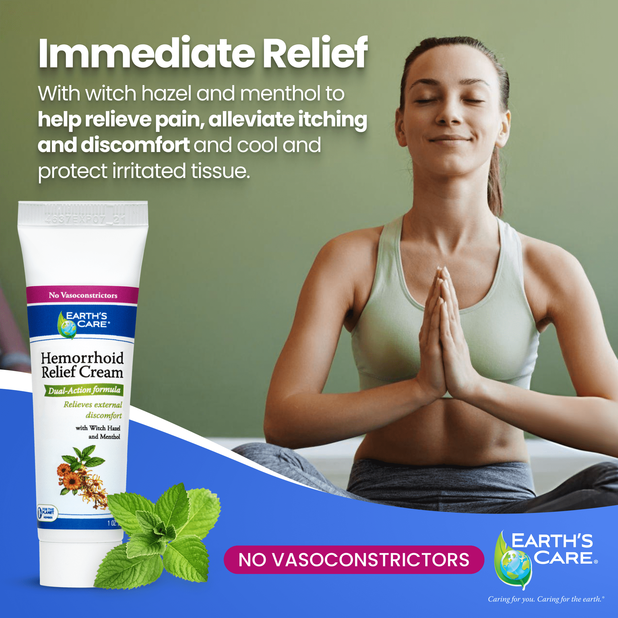 Earth's Care Hemorrhoid Shrink Medication Cream with Witch Hazel