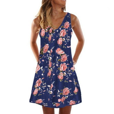 Women's Sexy Floral Print Mid-waist Sleeveless Dress | Walmart Canada