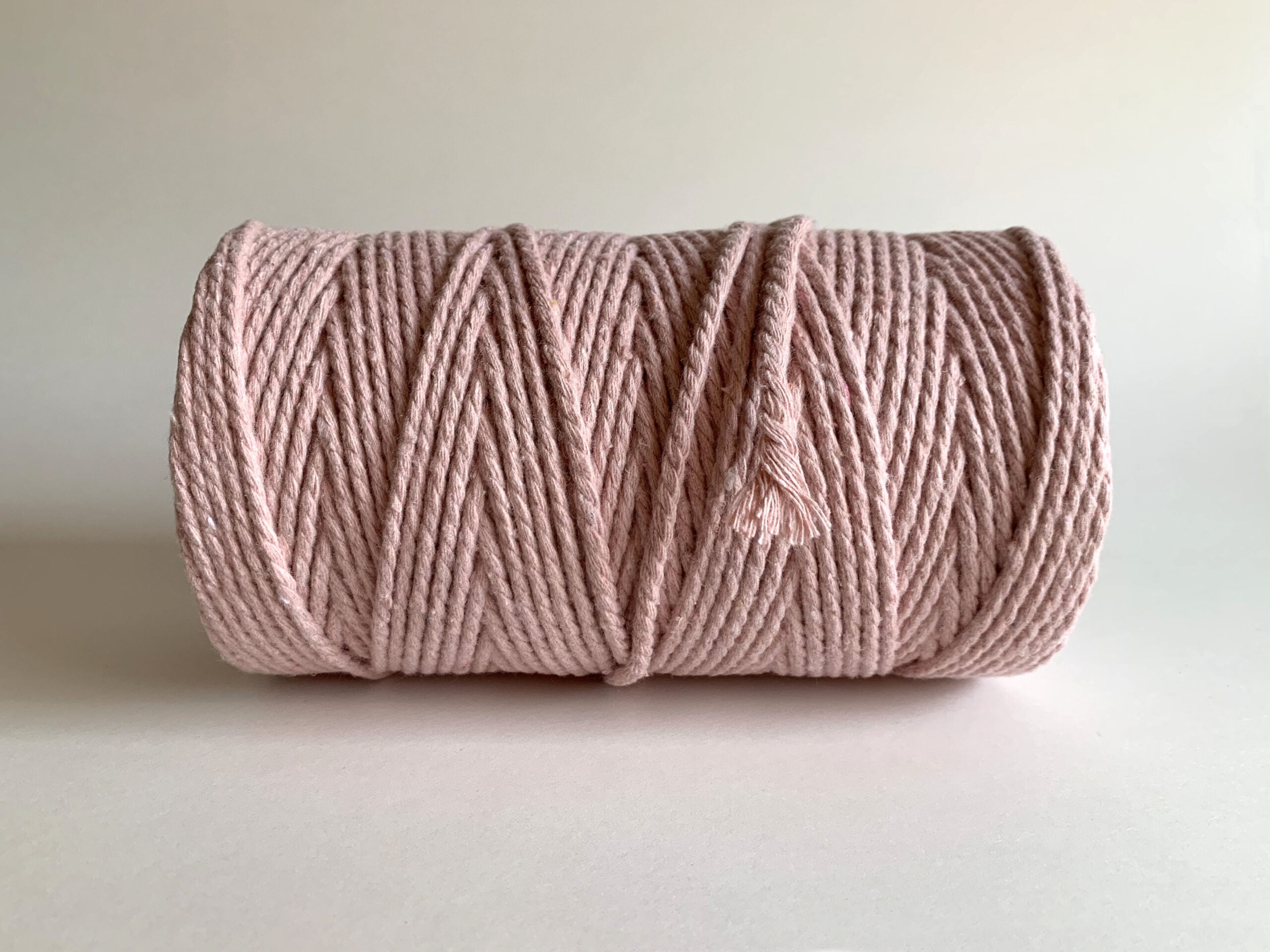 3mm 3 Strand Craft Rope Recycled Cotton Macrame Cord - Light Pink