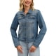 thumbnail image 1 of CHAQUETA DE JEAN PARA MUJER INSPIRADA CHIC, CON CUELLO CAÍDO, MANGAS LARGAS, LAVADA, CON BOTONES, CASUAL, DENIM, TALLA 2XL, GRIS AZUL, 1 of 6