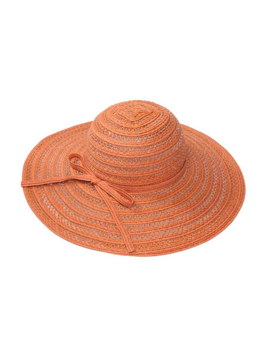 Womens Lace Floppy Sun Hat - Rust 