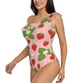 thumbnail image 3 of Yiaed Strawberries Print Women One Piece Swimsuits Tummy Control One Shoulder Bathing Suits Pattern Ruffle Swimwear-Small, 3 of 8