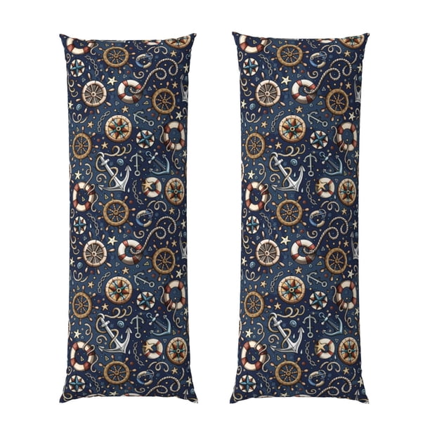 Balery Nautical Funda Protectora para Almohada Corporal de Algodón Hipoalergénico con Cierre(55 x 21 pulgadas), Almohadas No Incluidas