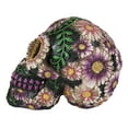 thumbnail image 6 of Black Day of The Dead Purple Fuchsia Floral Blooms Sugar Skull Figurine 7.5"L, 6 of 10