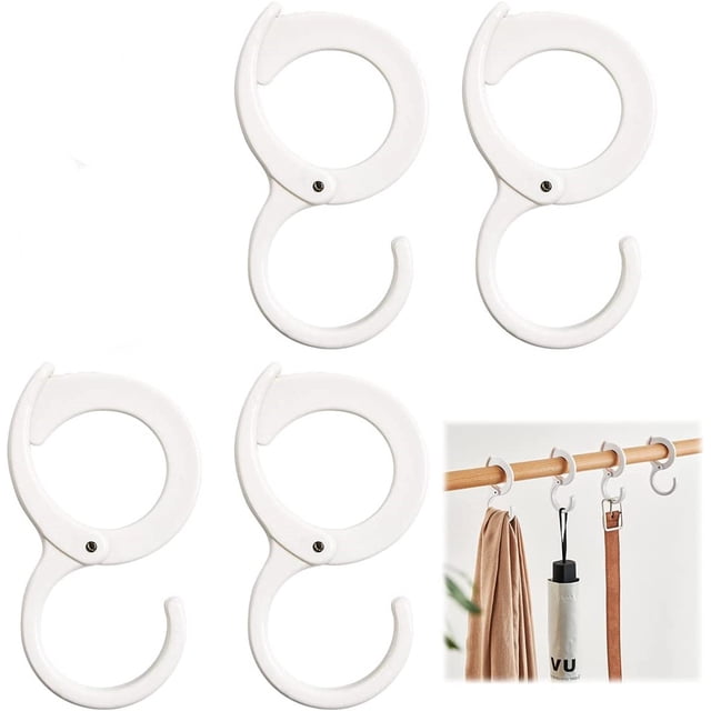 2 Pcs Multi-Function Clip Hook, Plastic S Shape Buckle Hook, Windproof Non-Slip Hook, Table Edge Hook with Card Position Clothes Hook Hanger for Bathroom Bedroom Kitchen(White) by Casewin