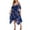 Blue womens dresses, variant on Wycnly Womens Dresses Fashion Elastic Waist Irregular Swing Plus Size Cold Shoulder Strap Dresses Summer Flower Print V-Neck Short Sleeve Formal High-Low Dress Blue XXXL
