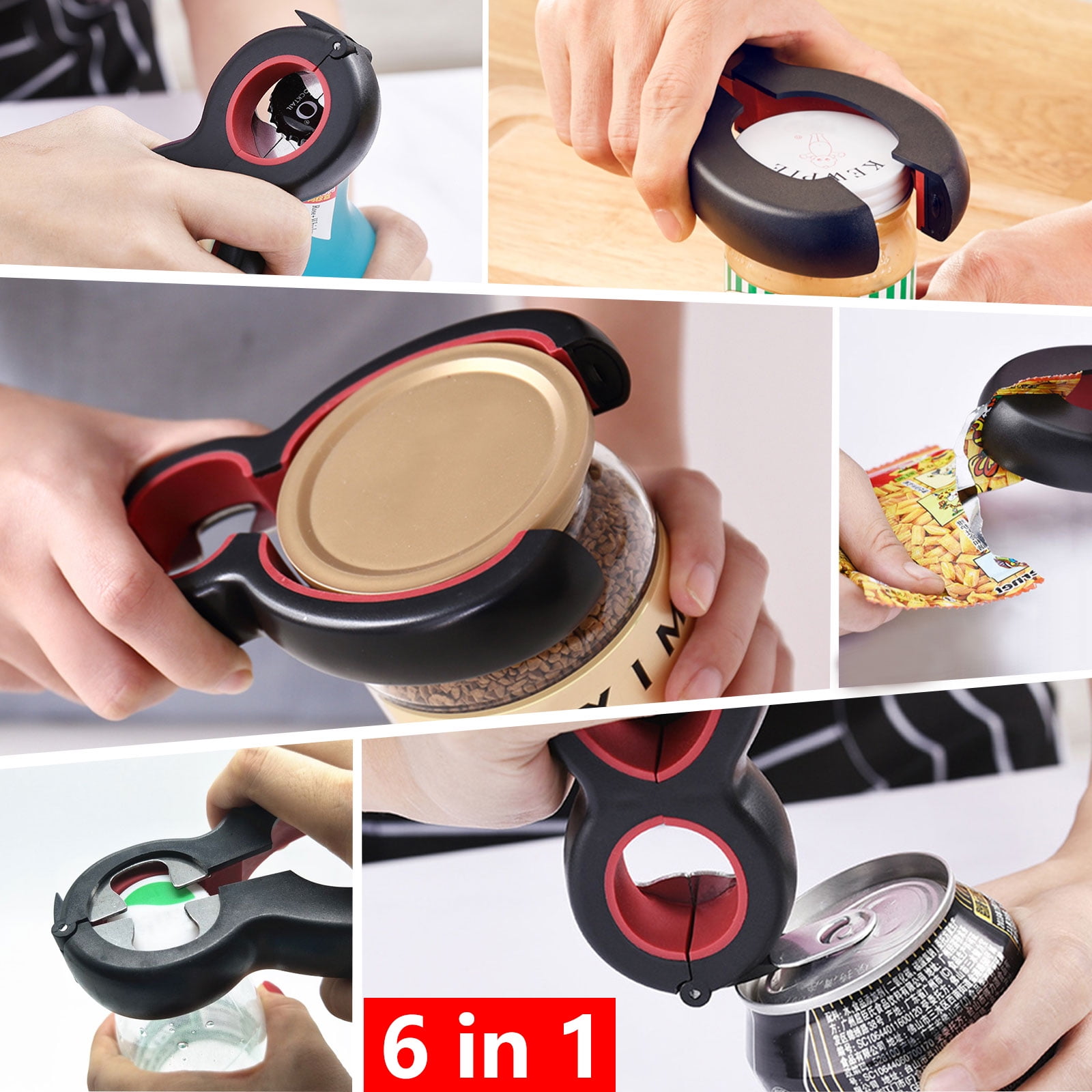 TSV All in One Bottle Opener, Multi-Function 6 in 1 Bottle Opener