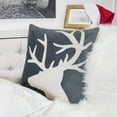 thumbnail image 5 of Holiday Reindeer Velvet Accent Pillow 20x20 – Gray and White with Insert, 5 of 6