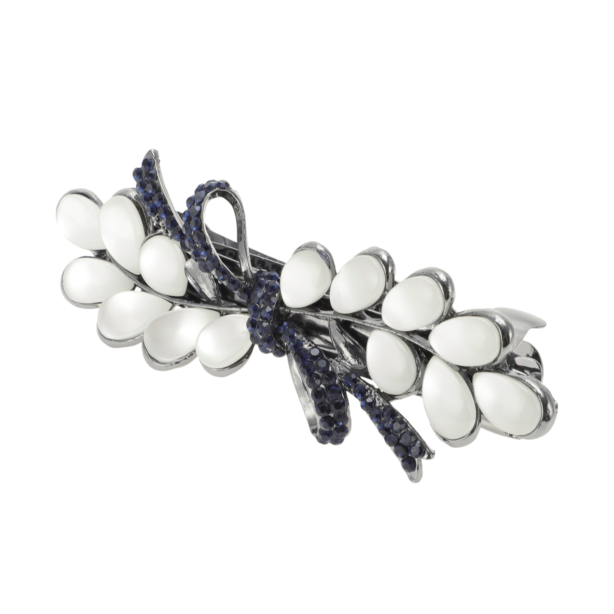 Unique Bargains Wisteria Flowers French Barrette Hair Clips Black White