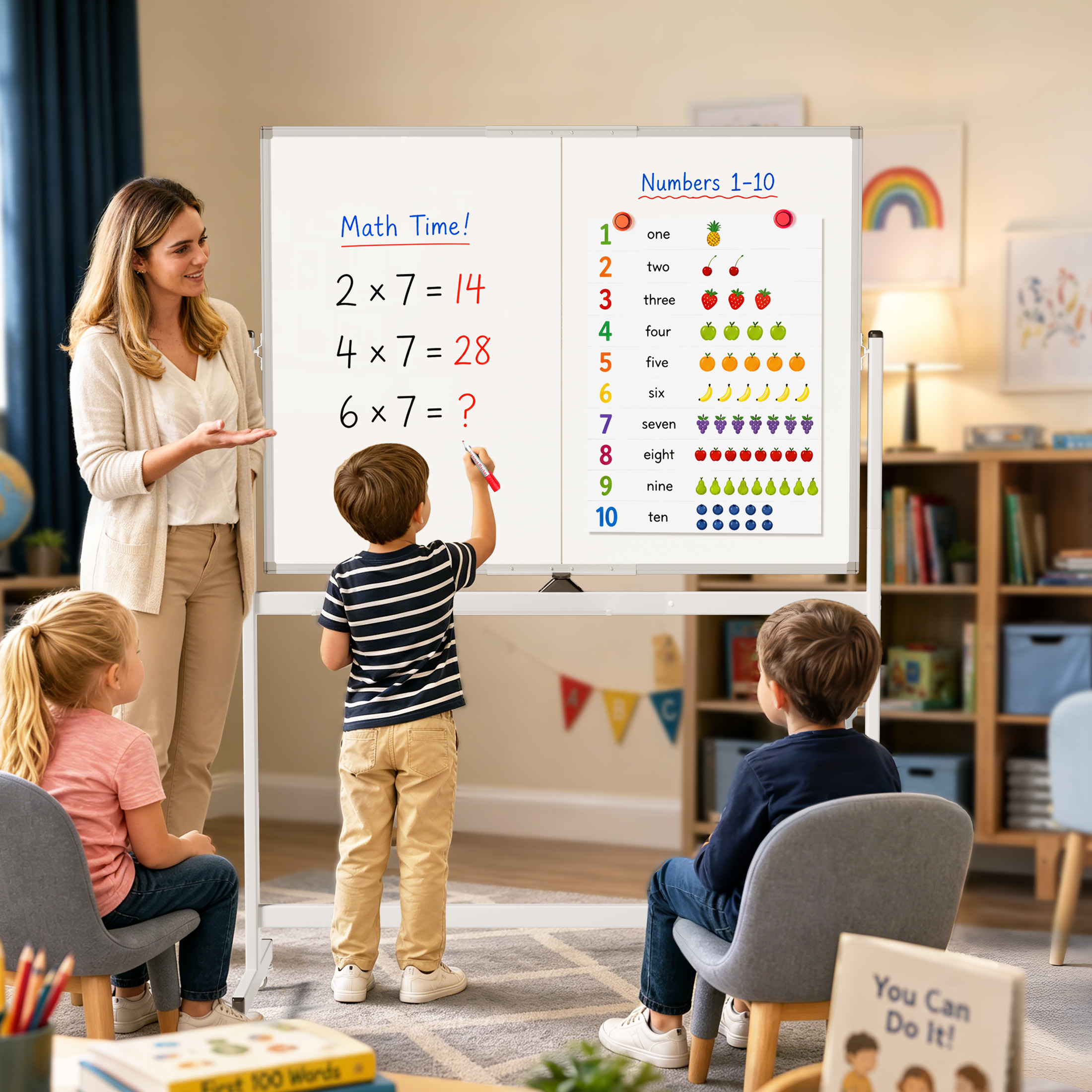 Tacwily 48x36 Inch Rolling Double-Sided Magnetic Whiteboard photo 6