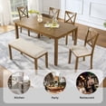 thumbnail image 7 of Dining Set for 6, LEGAHOME Farmhouse 6 Piece Dining Table Sets with Bench, Solid Wood Rectangular Dining Room Table and Chairs Set, Oak, 7 of 7
