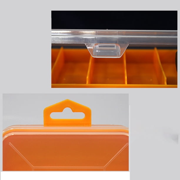Caja Almacenamiento Piezas Pequeñas Doble Cara Herramientas Plástico para Hardware() Amarillo
