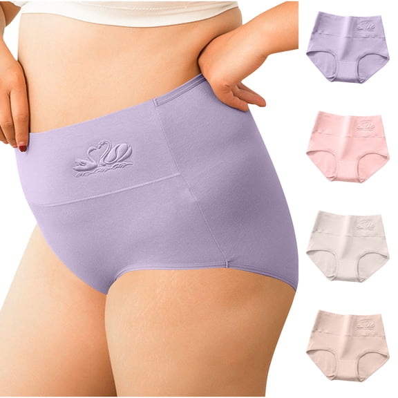 QLEICOM Womens Underwear,Panties for Women,Plus Size High Waist Shaping Panties Solid Color Tummy Control Full Coverage Briefs for Smoothing Support and Everyday Comfortable Beige