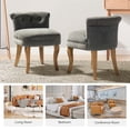 thumbnail image 6 of Makeup Vanity Stool Dressing Table Accent Chair Set of 2 Velvet Tufted Upholstered Cushioned Wood Leg Home Bedroom Living Room Grey, 6 of 8
