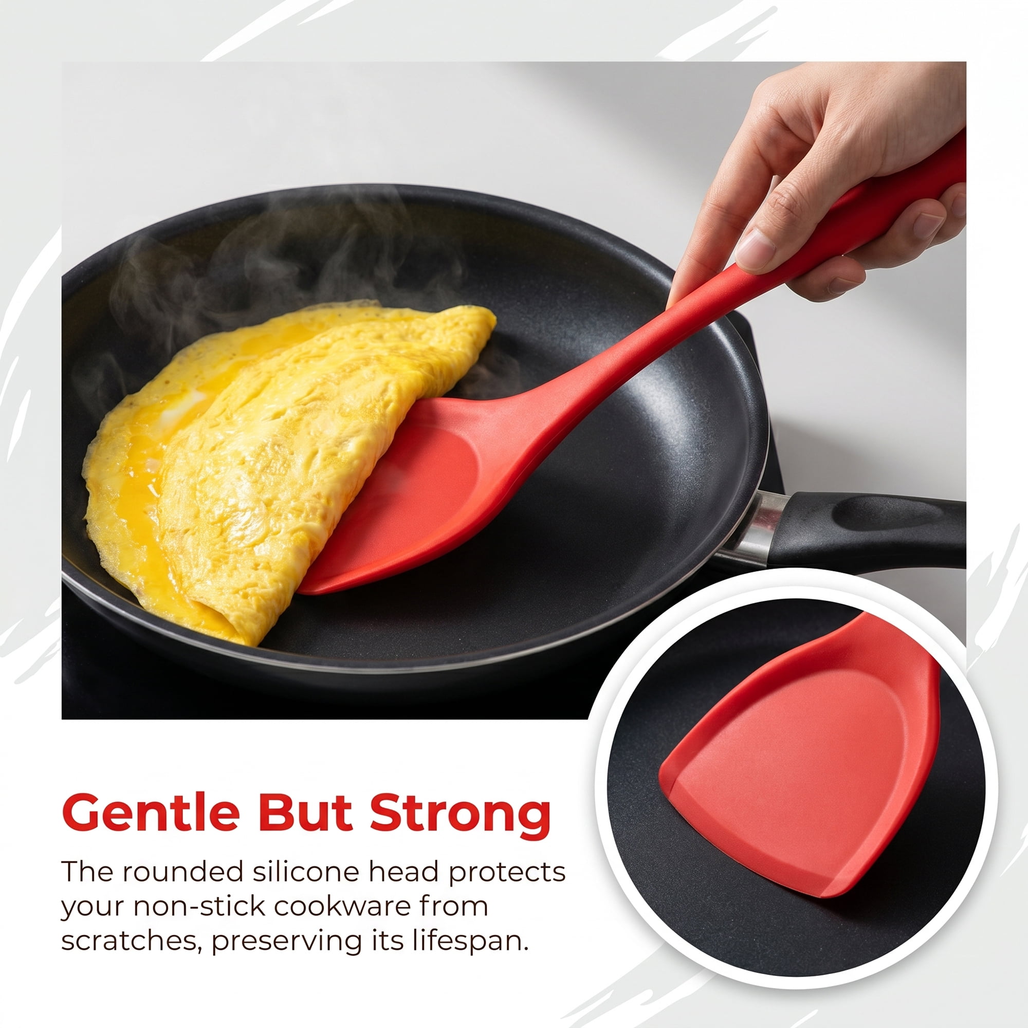 Unique Bargains Portable Kitchen Utensil Spatula Ideal for Flipping Red 13.8x3.9 in