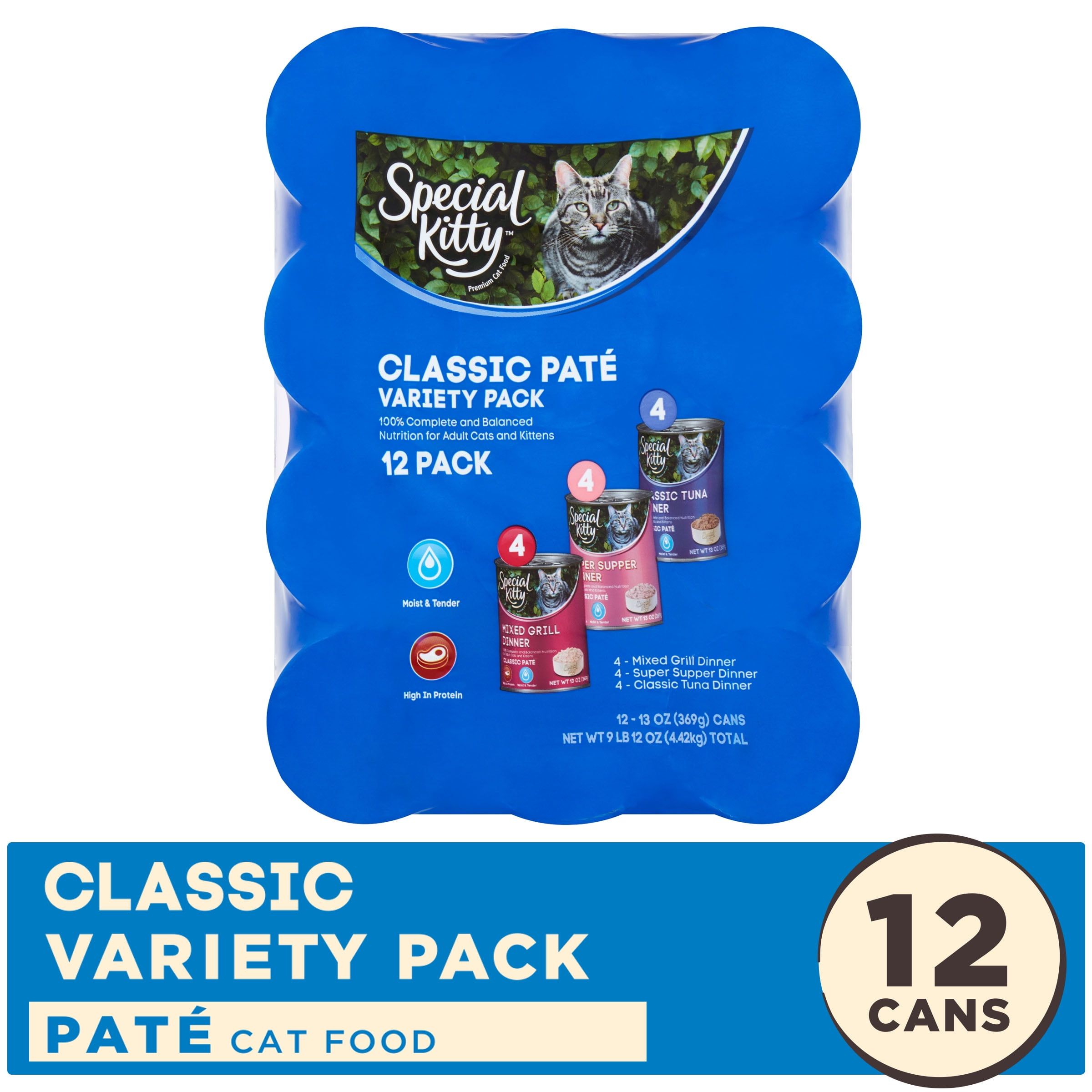 Special Kitty Classic Pate Premium Cat Food Variety Pack, 13 oz, 12 count