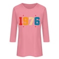thumbnail image 4 of Womens Birthday T Shirts 1976 Graphic Print Crew Neck 3/4 Length Sleeve Pullover Tops Casual Vintage Tees (XL, Pink), 4 of 4