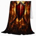 thumbnail image 2 of Medieval Fantasy Hero Shield Axes Battle Scene, Cozy Friendship Quote Scene, Warm Flannel Blanket for Living Room and Reading Nook, Art Lovers Encouragement Gift, Fantasy Home Decor, 2 of 9