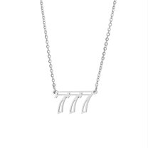 Angel Number Silver Plated Necklace - Stainless Steel Angel Number Pendant, Sleek Modern Jewelry for Women