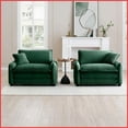 thumbnail image 2 of Green Corduroy Cushion Back Deep Seated Sofa – 2 Single Seats for Living Room/Office | Retro-Modern Style, 2 of 14