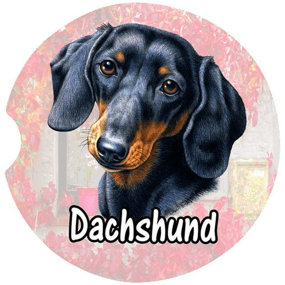 Dachshund Car Coaster, Absorbent Stoneware Car Cup Holder Coaster, Set of 2