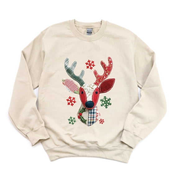 Reindeer Patchwork Print -  Women's Sweatshirt