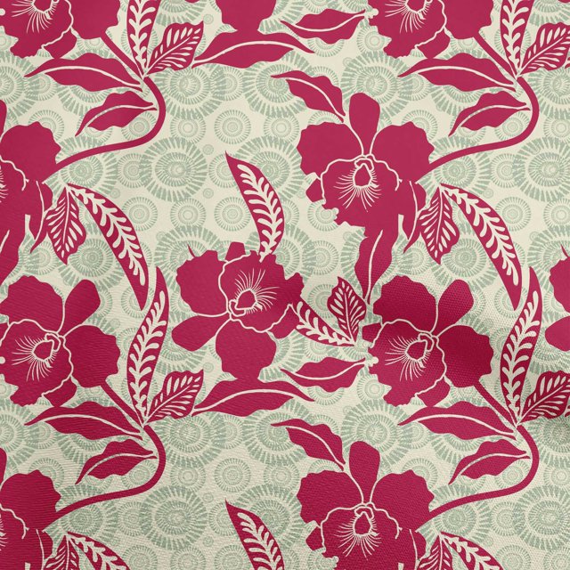 oneOone Viscose Chiffon Red Fabric Asian Floral Craft Projects Decor Fabric Printed By The Yard 42 Inch Wide