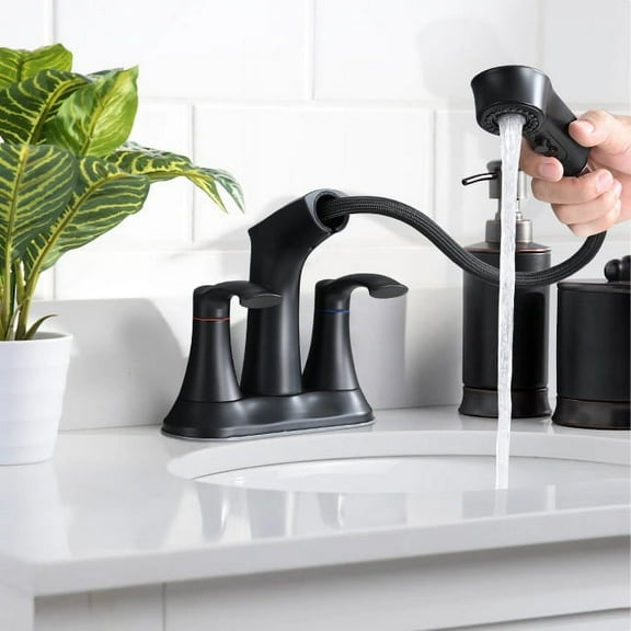 PROOX 4 in. Centerset Bathroom Sink faucet with Pull Out Sprayer Double Handles