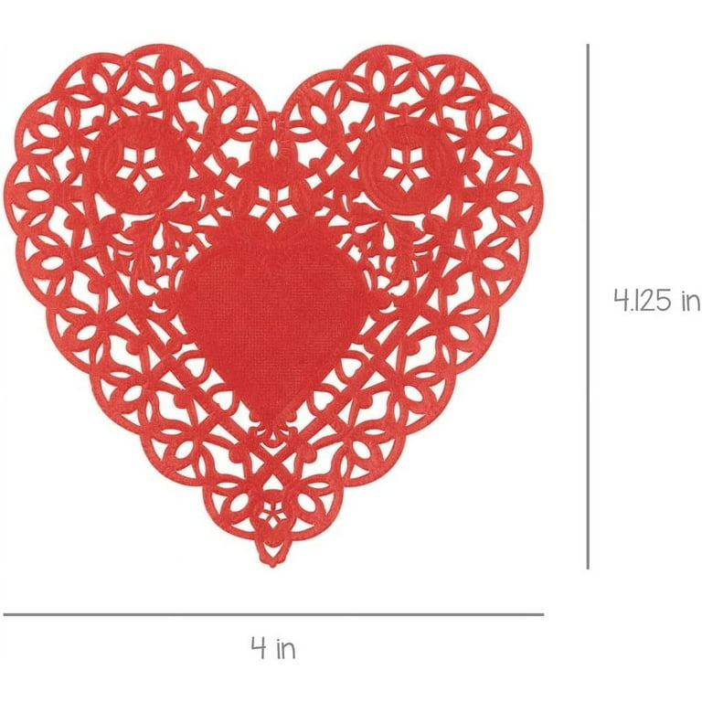Hygloss Products Heart Paper Doilies - 4 Inch Red Lace Doily for