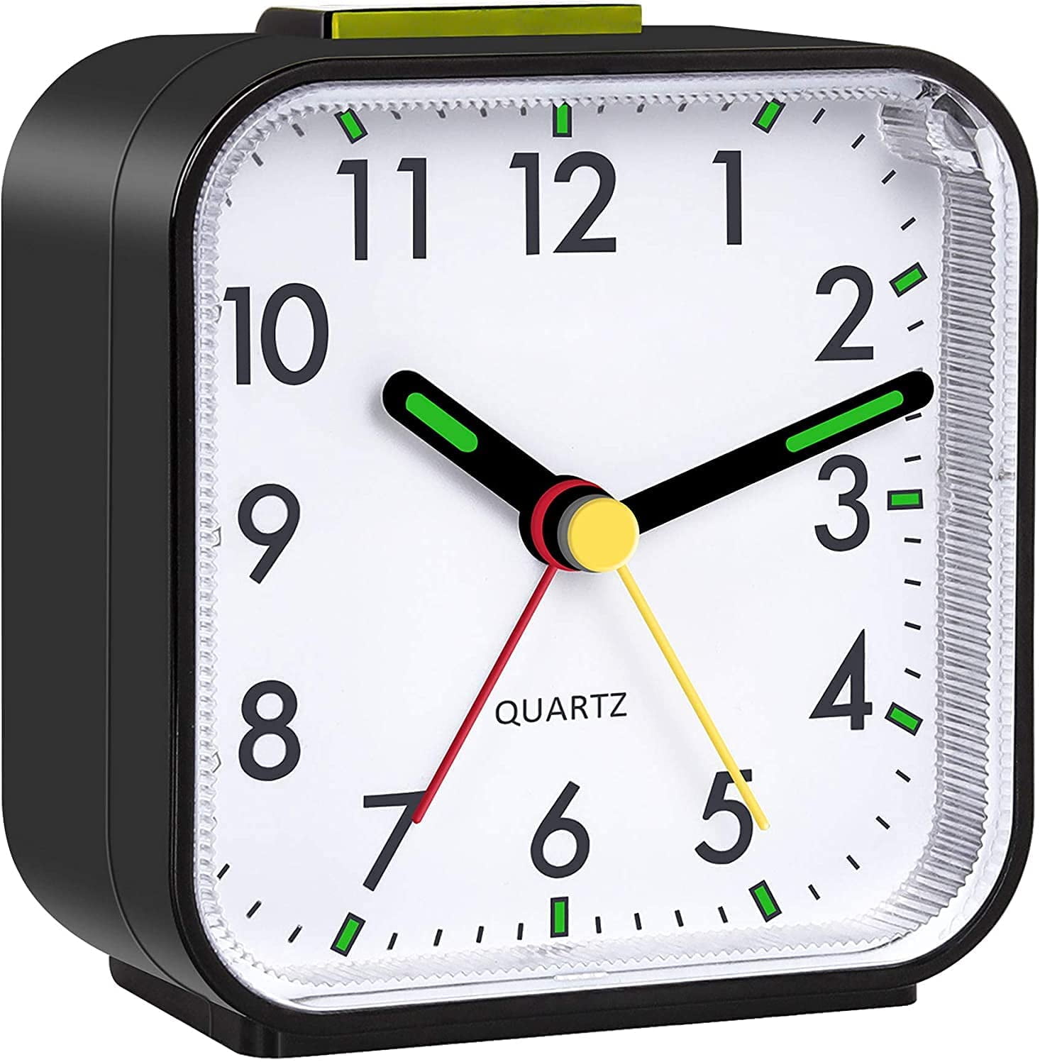 Silent Analog Alarm Clock Small Tickless Desktop Alarm Clock with Night