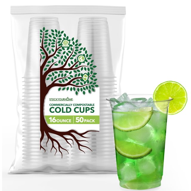 Vasos para bebidas frías compostables Stock Your Home, 473 ml (paquete de 50)