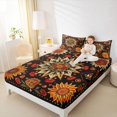 thumbnail image 4 of Manfei Country Floral Daisy Queen Sheet Sets,Rustic Botanical Flat Sheet,Black Orange Queen Fitted Sheet For Kids,Breathable Home Decor,4pcs, 4 of 7