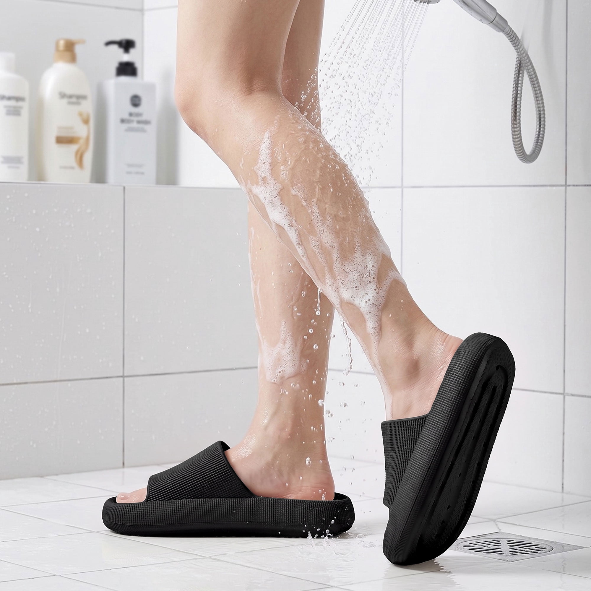 Ecetana Pillow Slippers for Women Non Slip Shower Slides Bathroom Sandals