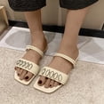 thumbnail image 7 of AXXD Womens Sandals Comfortable Dressy Summer Beige Flat Trendy Fashionable Square Toe Sole Mules Casual Soft Sole Sandals Mothers Day, 7 of 7