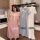thumbnail image 2 of Camisones de algodón con lazo para mujer, ropa de dormir de seda lechosa, vestido de dormir estampado, ropa de casa, pijama 2024, 2 of 5