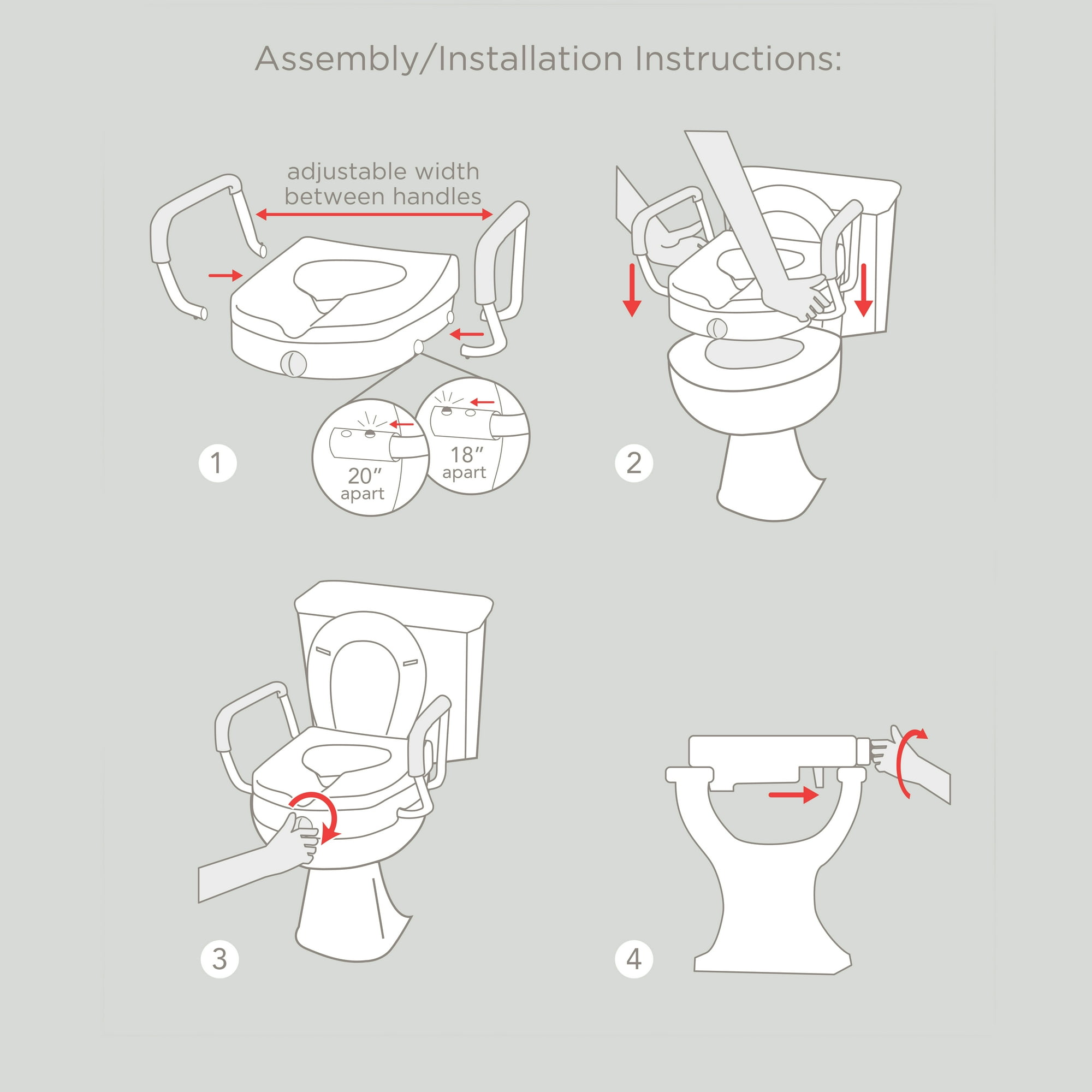 Equate Locking Raised Toilet Seat with Handles, White eBay